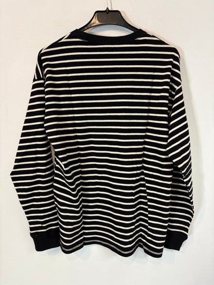 ZARA. Sudadera fina negra rayas blancas. T S