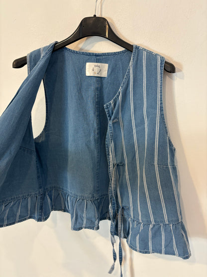 DES PETITS HAUTS. Conjunto denim ligero rayas