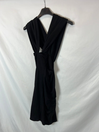 MIOH. Vestido negro escote cruzado. T XS