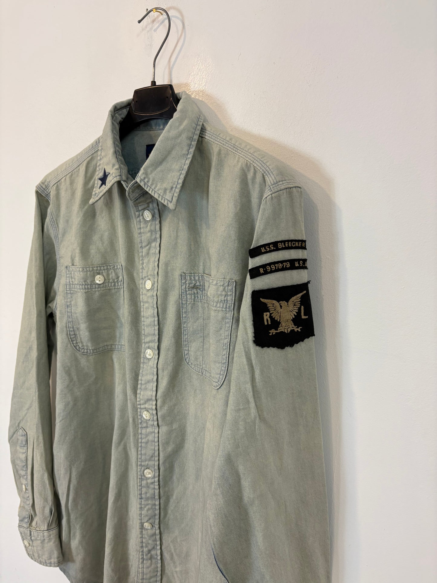 RALPH LAUREN. Camisa denim fluida logo. T M