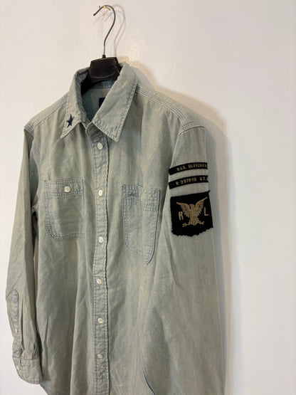 RALPH LAUREN. Camisa denim fluida logo. T M