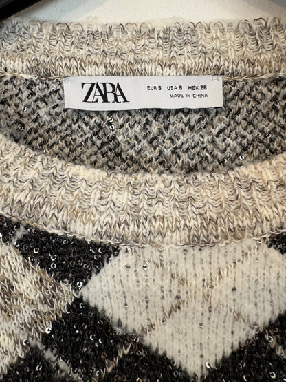 ZARA. Top punto rombos lentejuelas