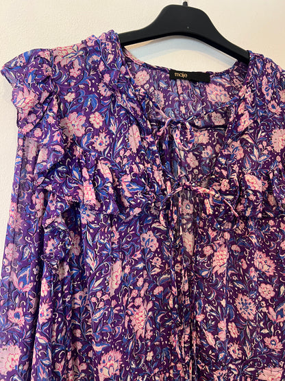 MAJE. Blusa morada estampada fluida