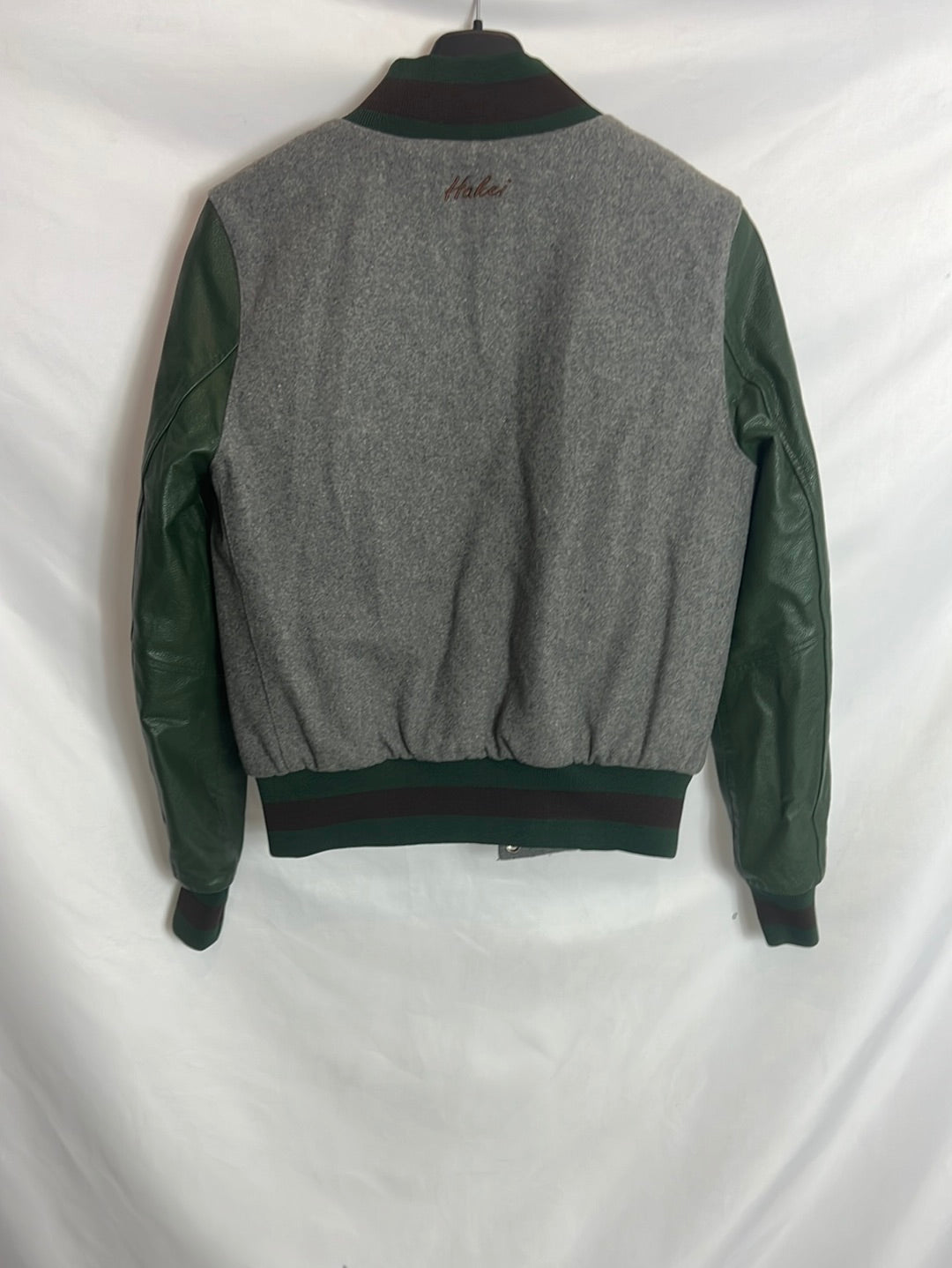 HAKEI. Two-tone bomber jacket with leather sleeves. TM