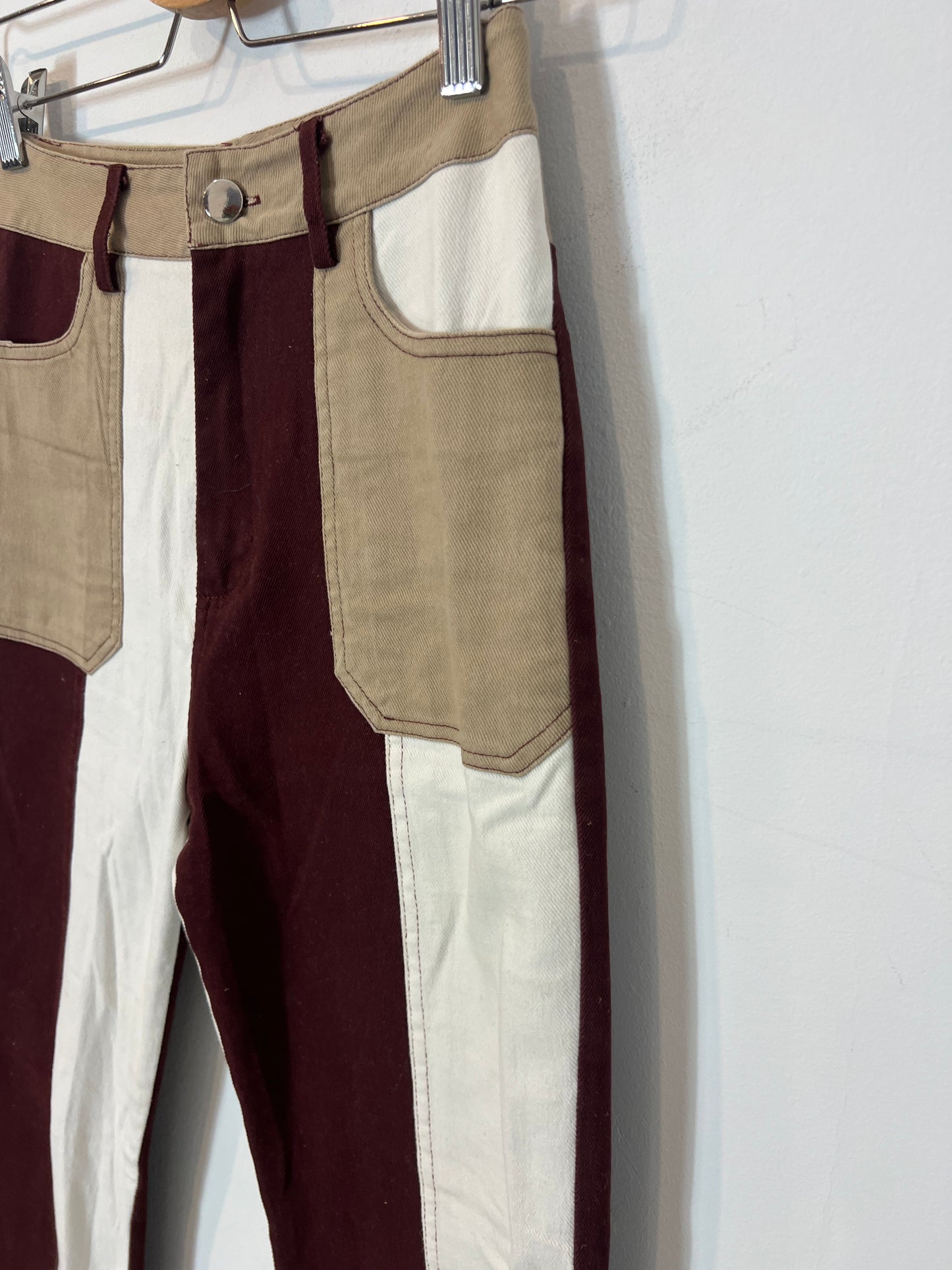 OTRAS. Pantalón denim bicolor campana T.s