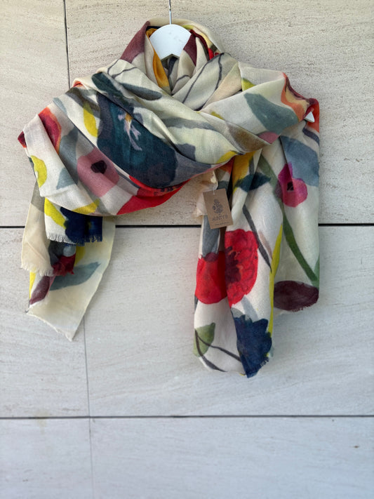 AUNTY B. Chal estampado colores cashmere y seda