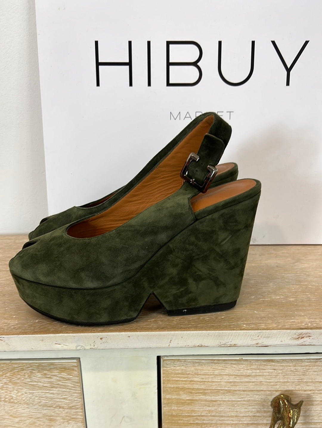 CLERGERIE. Sandalias plataforma verde  T.39