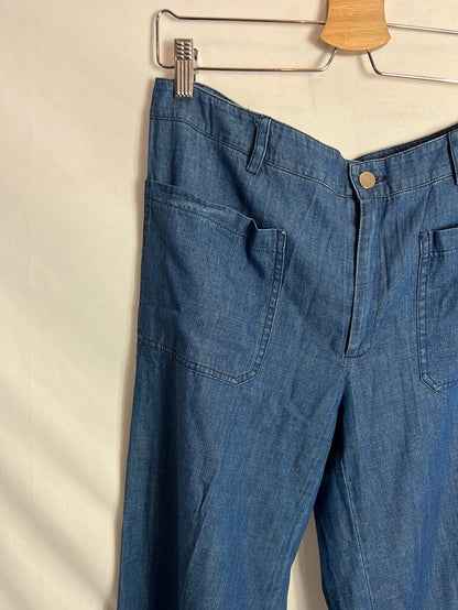 LA FÉE MARABOUTÉE. Denim fluido pata ancha bolsillos. T 40