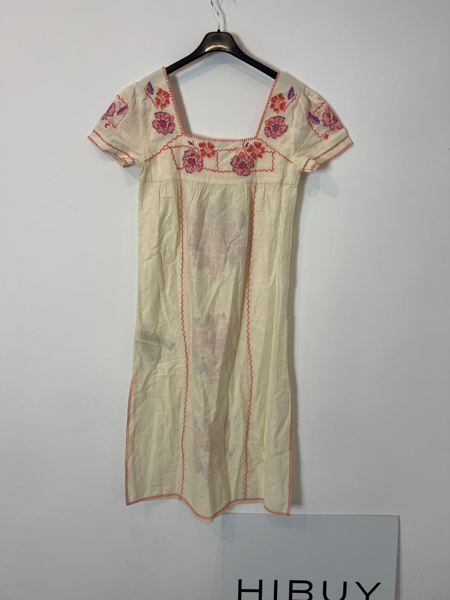 INTROPIA. Beige embroidered midi dress T.xs