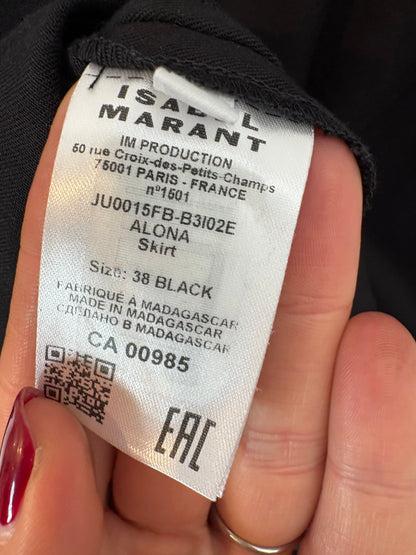 ISABEL MARANT. Falda midi negra asimétrica
