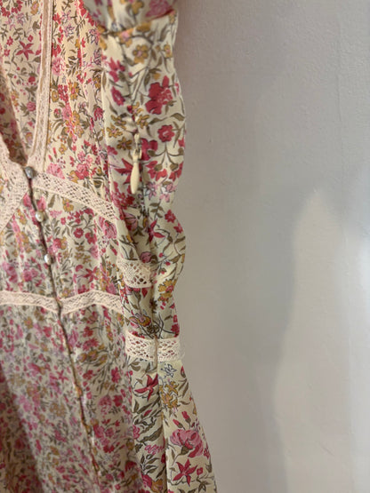 ZARA. Vestido midi satinado flores. T S