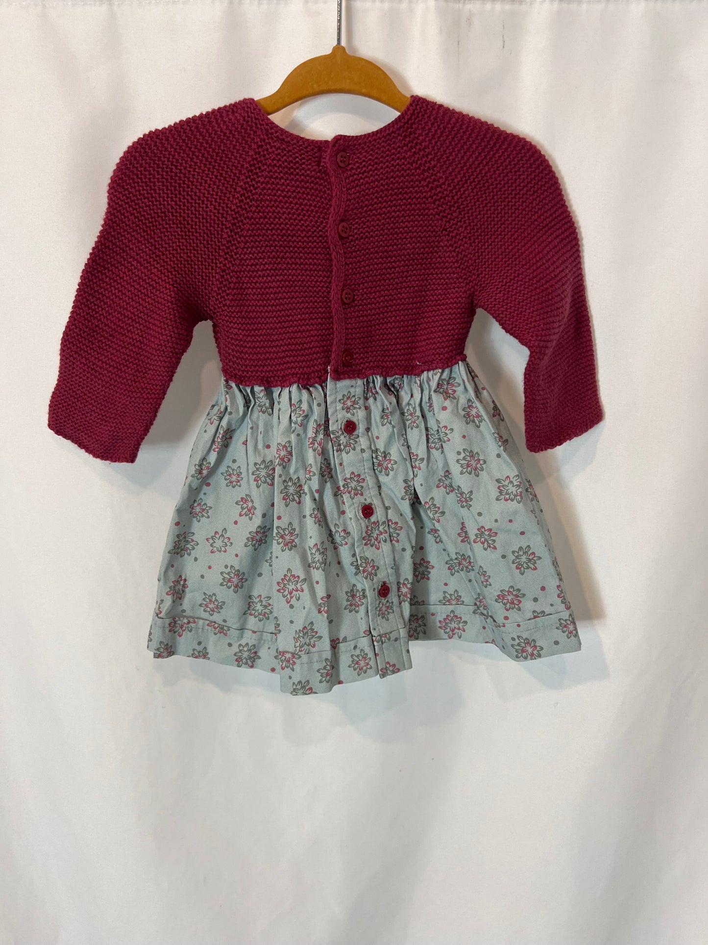 ZARA HOME. Vestido doble textura  flores. T 1-6 meses