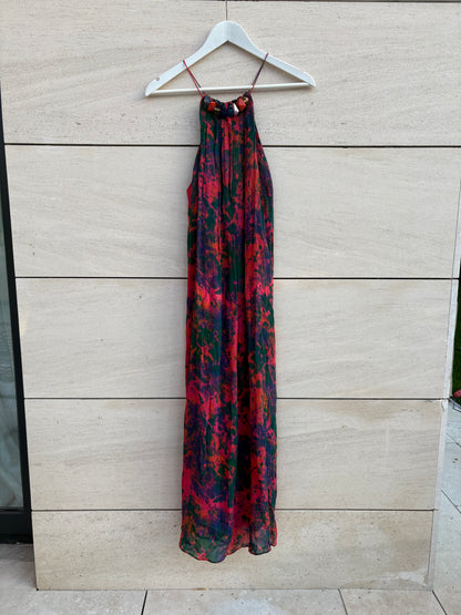 ZARA. Vestido largo halter estamapdo