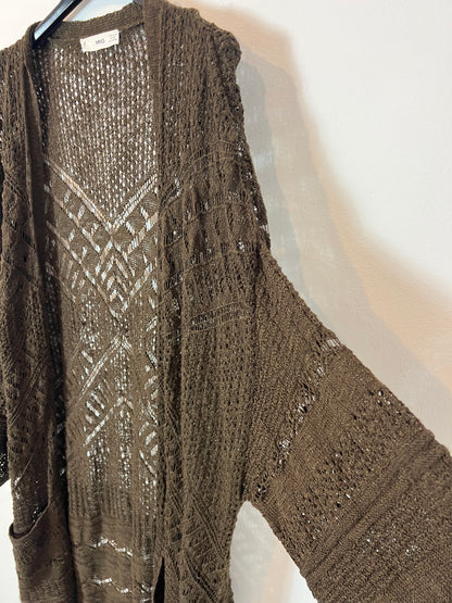 MANGO. Chaqueta punto verde larga. T. M