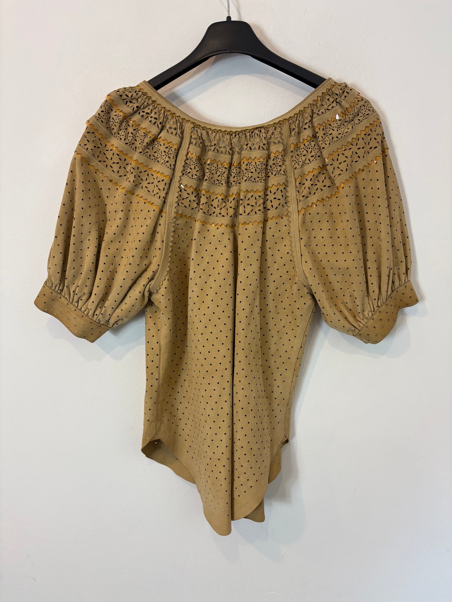 LOEWE. Leather top with neckline detail. Size 36