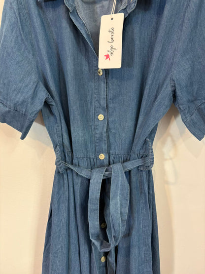 ALGO BONITO. Vestido denim largo abotonado