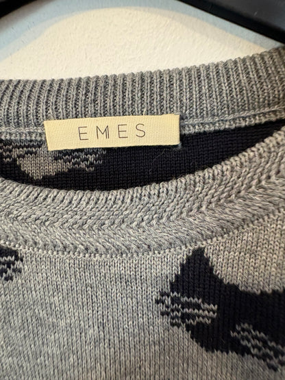 EMES. Jersey gris merino estampado