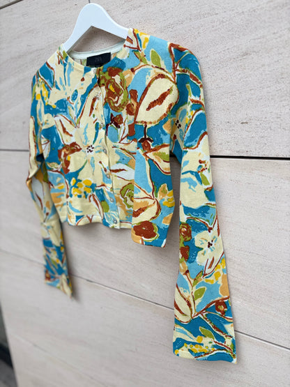 ZARA. Chaqueta punto estampada