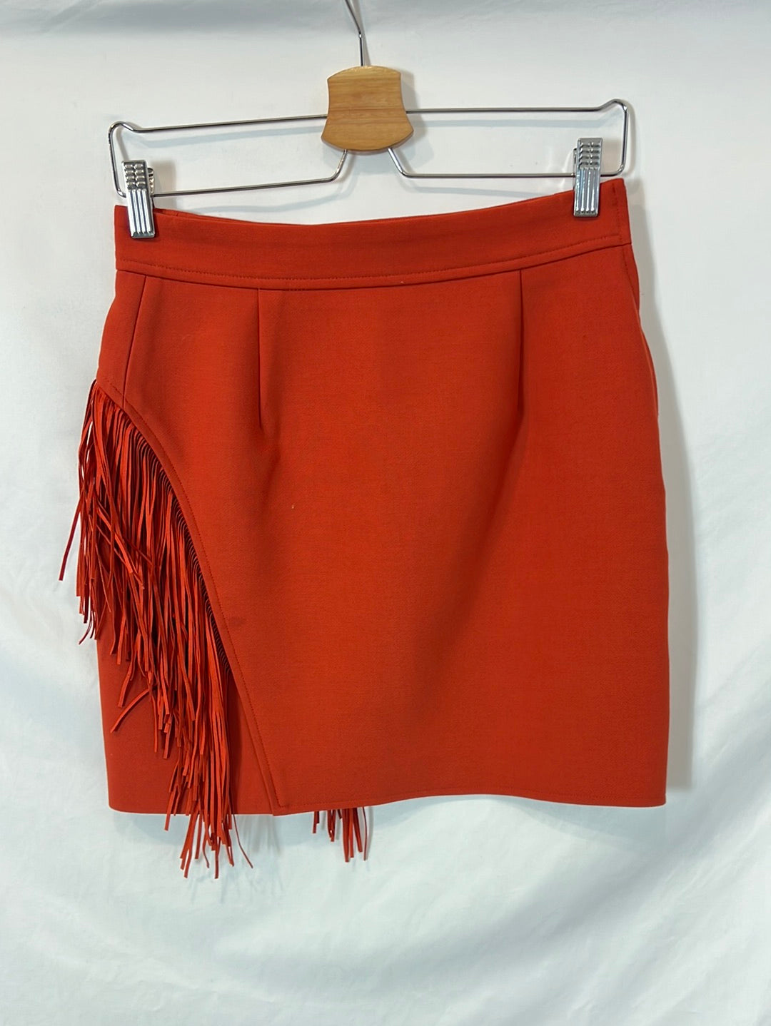 MAJE. Orange fringed skirt size 38