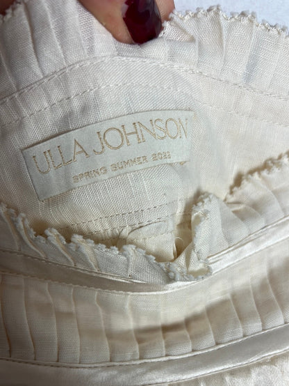 ULLA JOHNSON. Falda midi beige texturas.,T2(M)