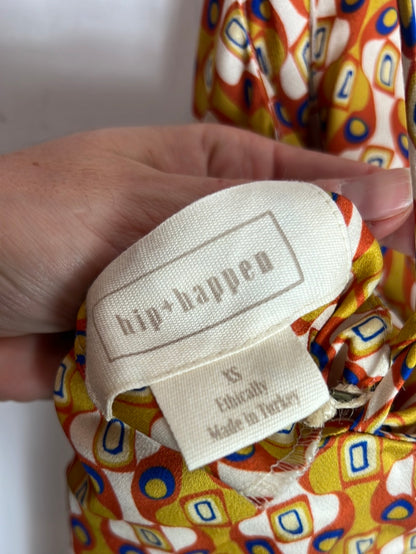 HIP+HAPPEN. Flowy midi dress with retro print. Size XS