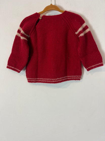 NANOS. Jersey rojo con lana letra. T 24 meses