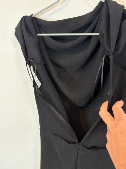 ZARA. Vestido largo negro textura