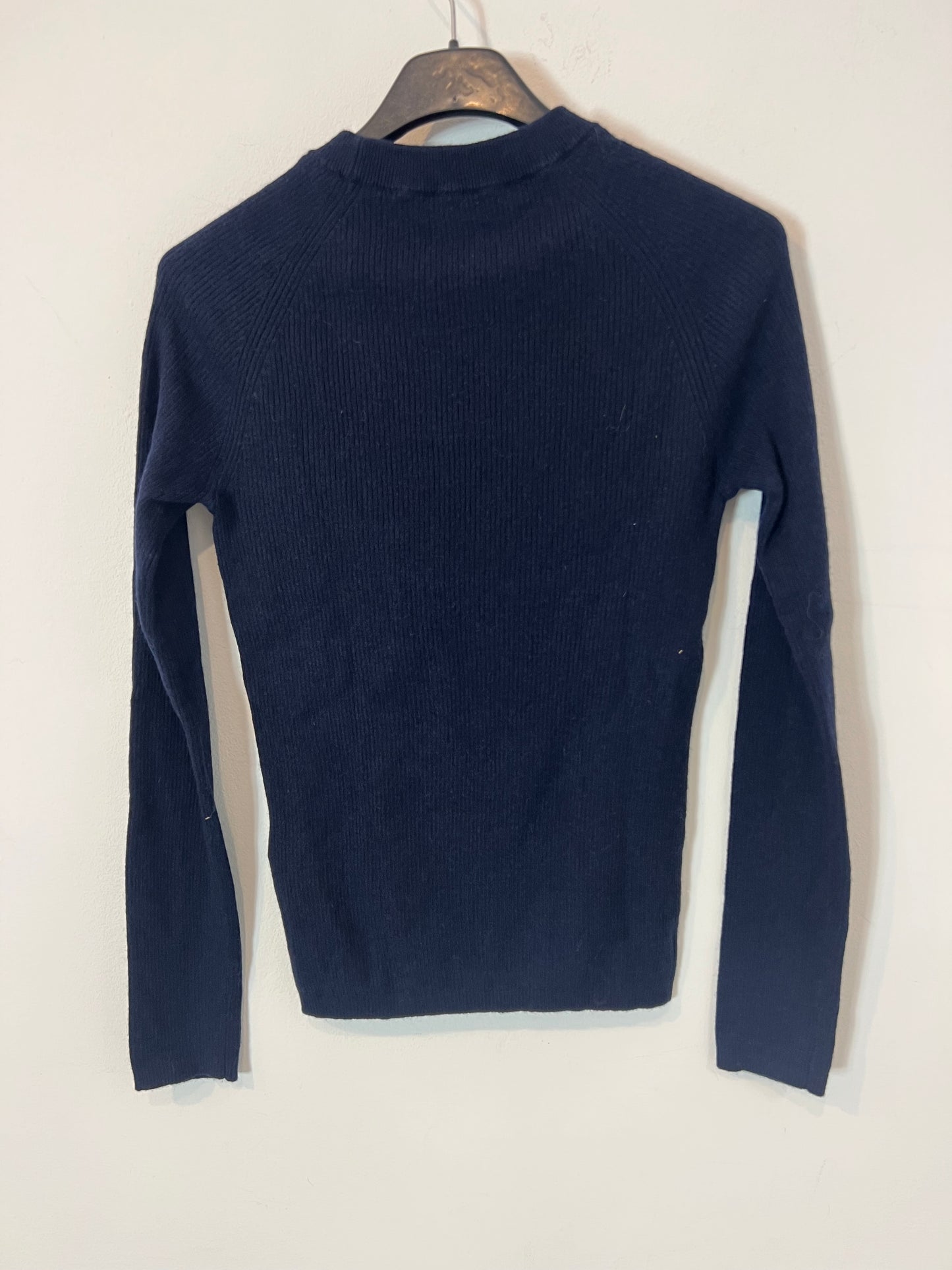 MASSIMO DUTTI. Jersey azul canalé mezcla . T S