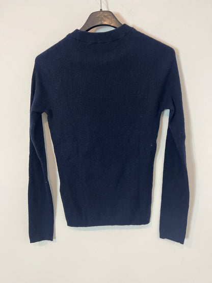 MASSIMO DUTTI. Jersey azul canalé mezcla . T S