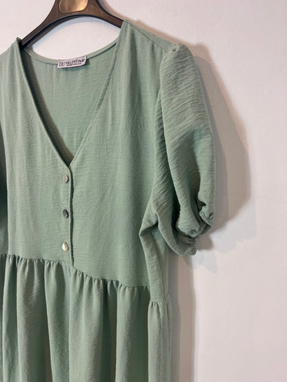 VALENTINA. Long water green textured Tu(l) dress