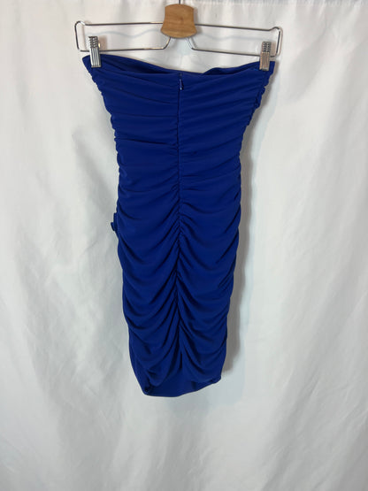 ZARA. Short blue fitted dress with slits. TS