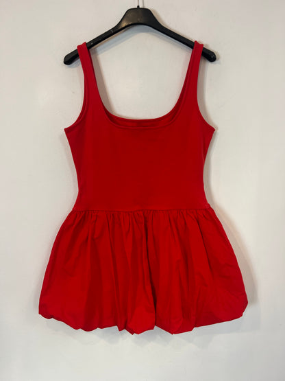 MANGO. Vestido rojo volante T.s