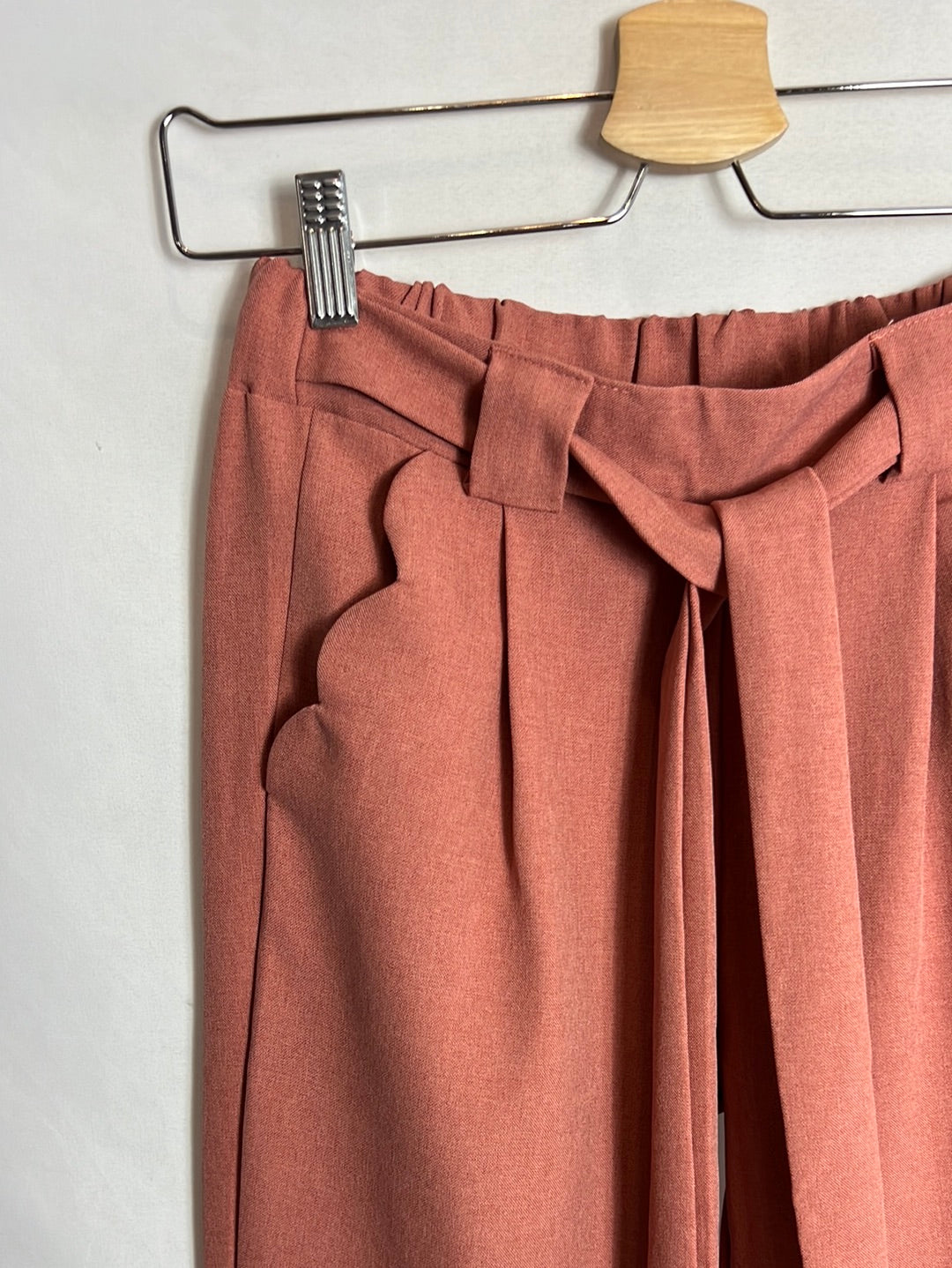 POLÍN ET MOI. Pantalón fluido rosa jaspeado. T S