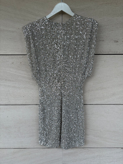 ZARA. Vestido corto lentejuelas hombreras