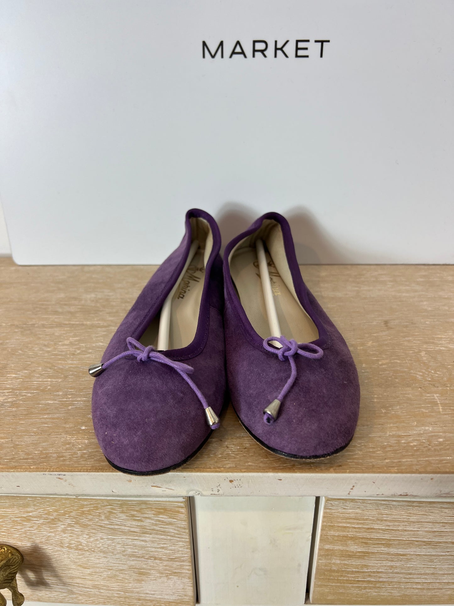 MARINA. Purple leather ballerinas. Size 38