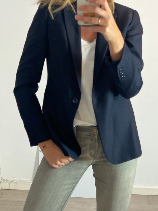 MASSIMO DUTTI. blazer azul piqué T.40