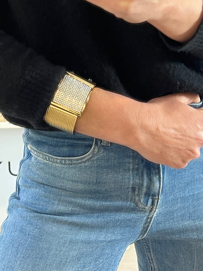 OTHERS. Gold bracelet with mini rhinestones