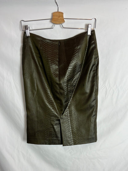 MIRTO. Falda verde efecto piel cocodrilo . T 38