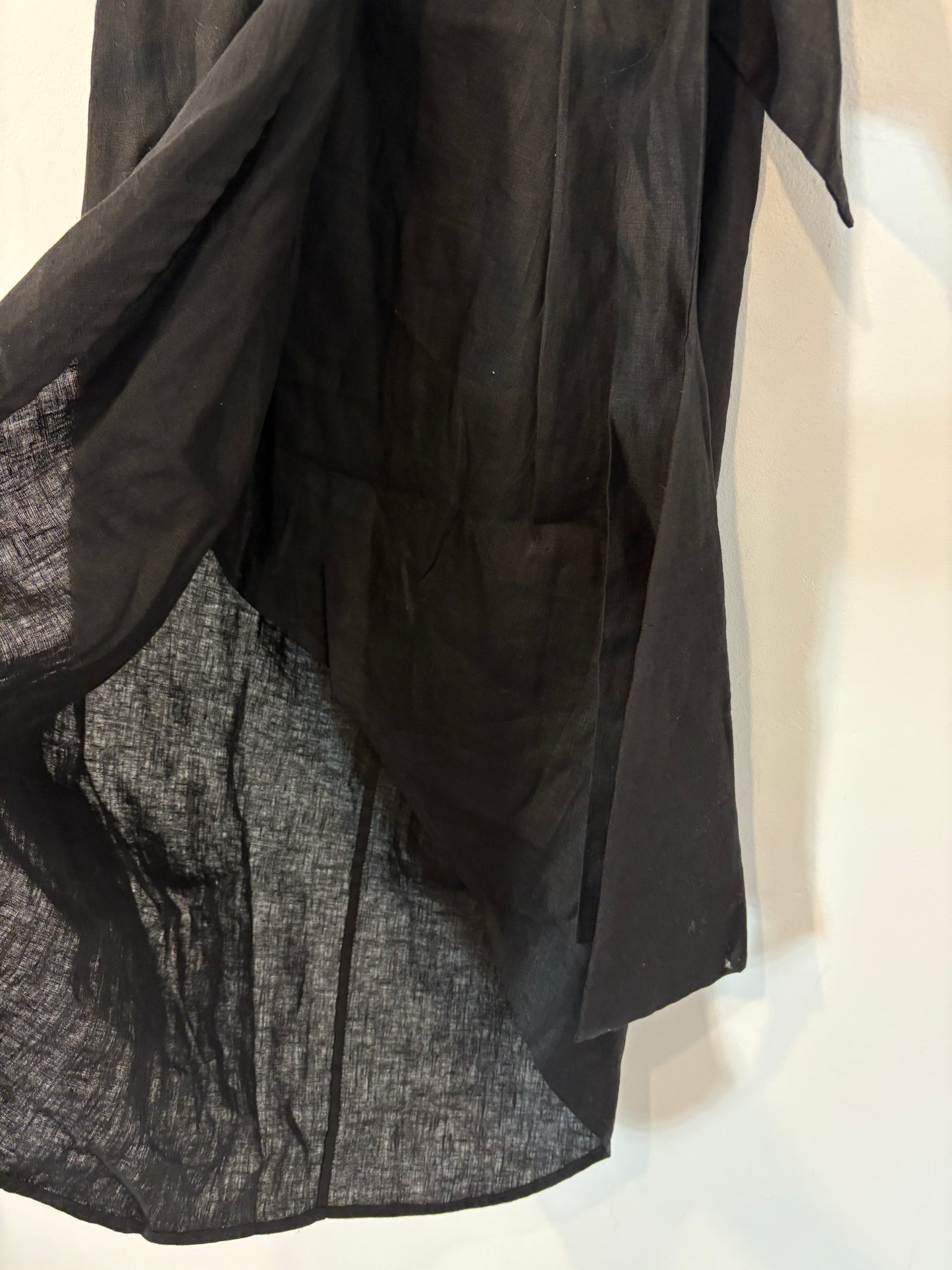 SECOND SUMMER. Falda midi negra lino. T XS