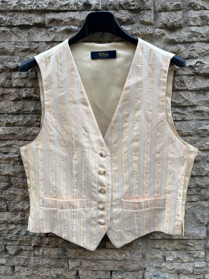 ALTEA MILANO. Chaleco seda tono pastel rayas. TS/ M