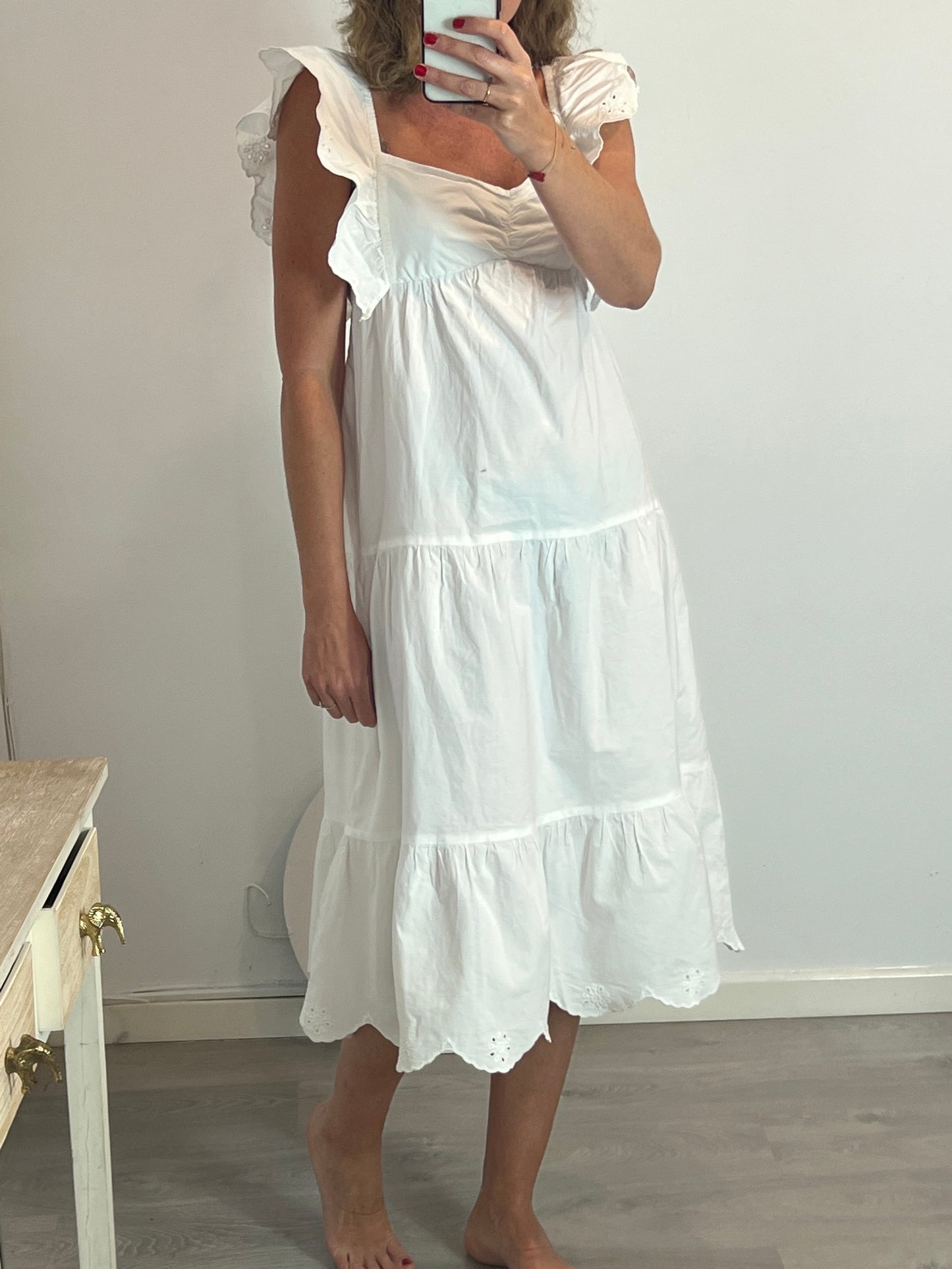 ZARA. White die-cut midi dress Tm