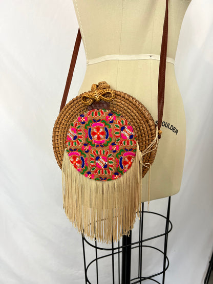 ANSA PER ANSA MENORCA.Bolso mimbre redondo