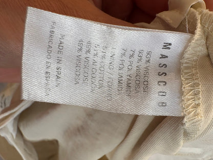 MASSCOB. Pantalón pinzas beige textura