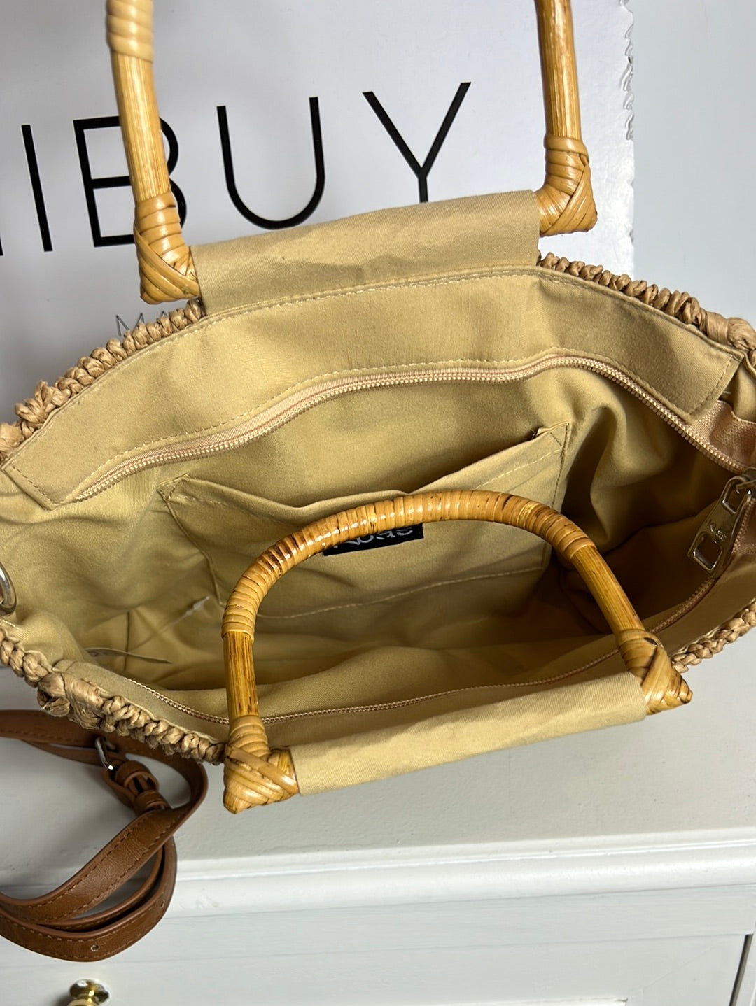 KBAS. Bolso rafia asa madera