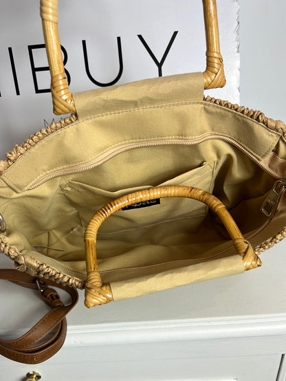 KBAS. Bolso rafia asa madera