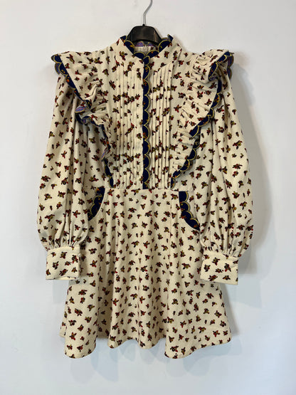 CELIA. Beige corduroy floral Ts dress