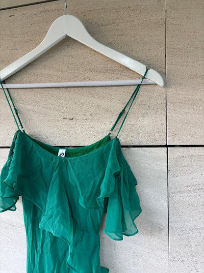 RAT & BOA. Vestido largo verde seda