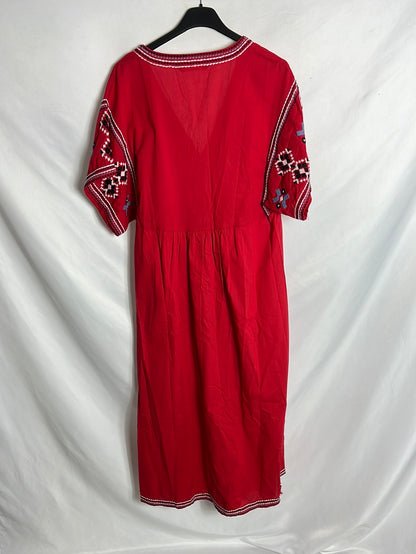 ZARA. Long embroidered dress T.xs