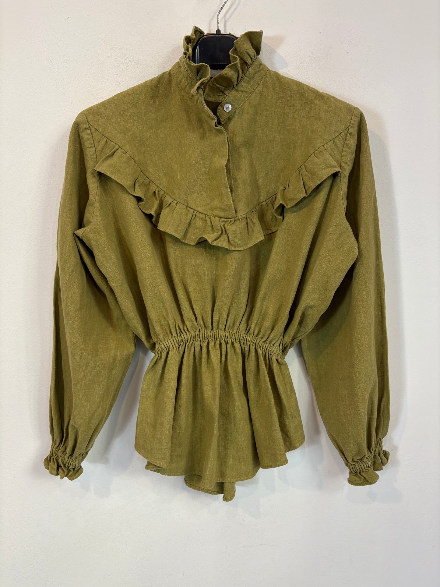 MARTINE LOVE. Blusa lino rustico verde