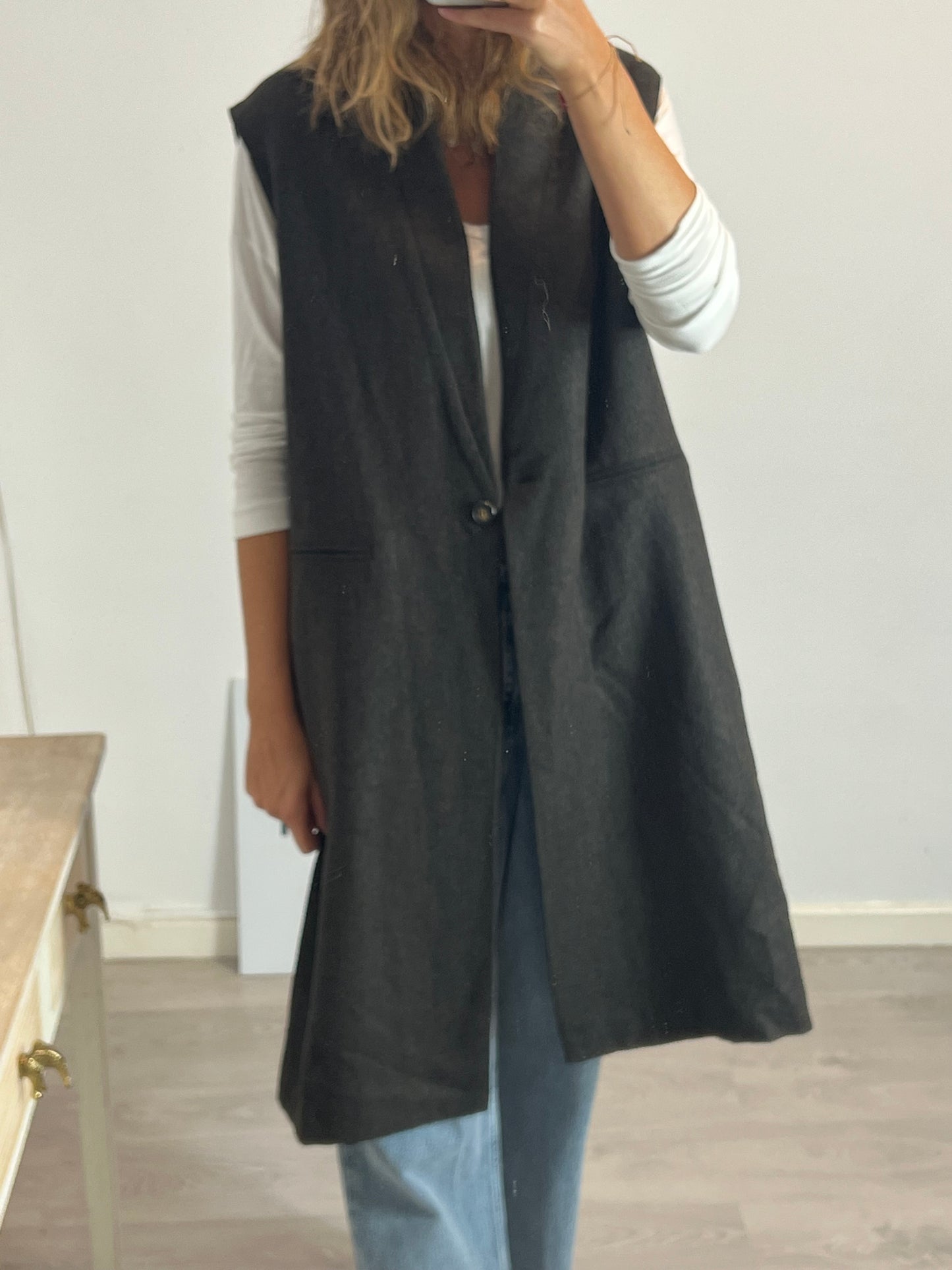 NÍCOLI. Chaleco marrón jaspeado. TU (S/M)